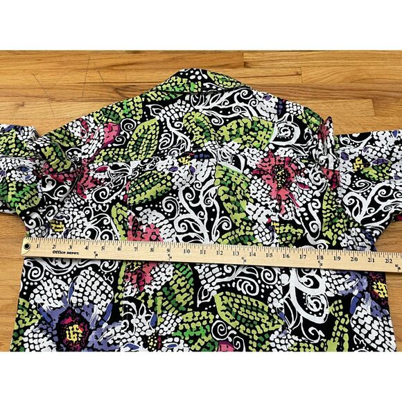 Coldwater Creek Women's 1X White Artsy Cotton Jacket Beach Tropical Hawaiian - Picture 6 of 9